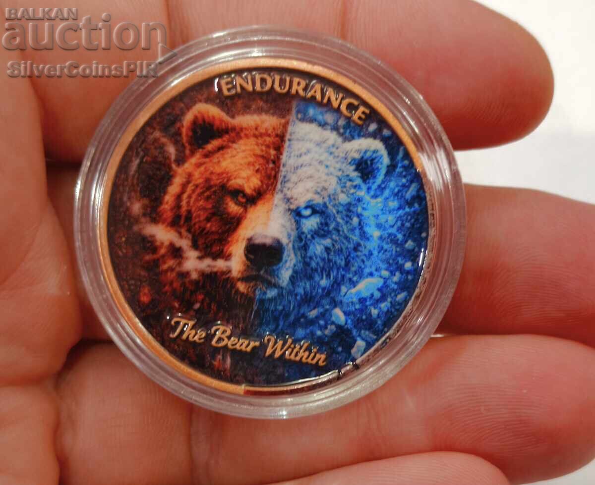 Monedă de cupru 1 oz The Bear Within Endurance Color Round - 6 Monedă de cupru 1 oz The Bear Within Endurance Color Round - 6