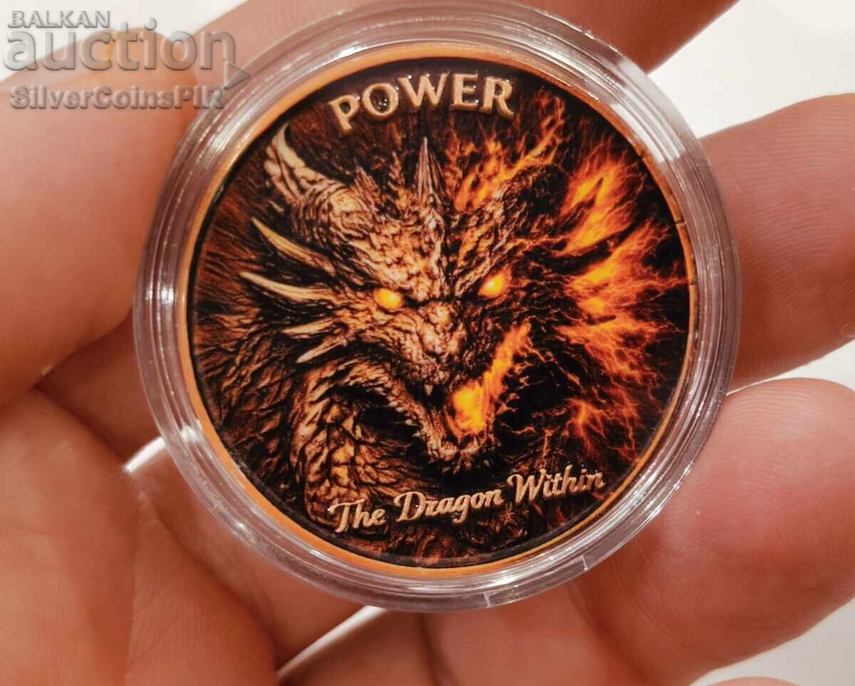 Cupru 1 oz Dragonul din Noi Putere Rundă Colorată cu preț € 0.01 | 0.02 BGN Cupru 1 oz Dragonul din Noi Putere Rundă Colorată cu preț € 0.01 | 0.02 BGN