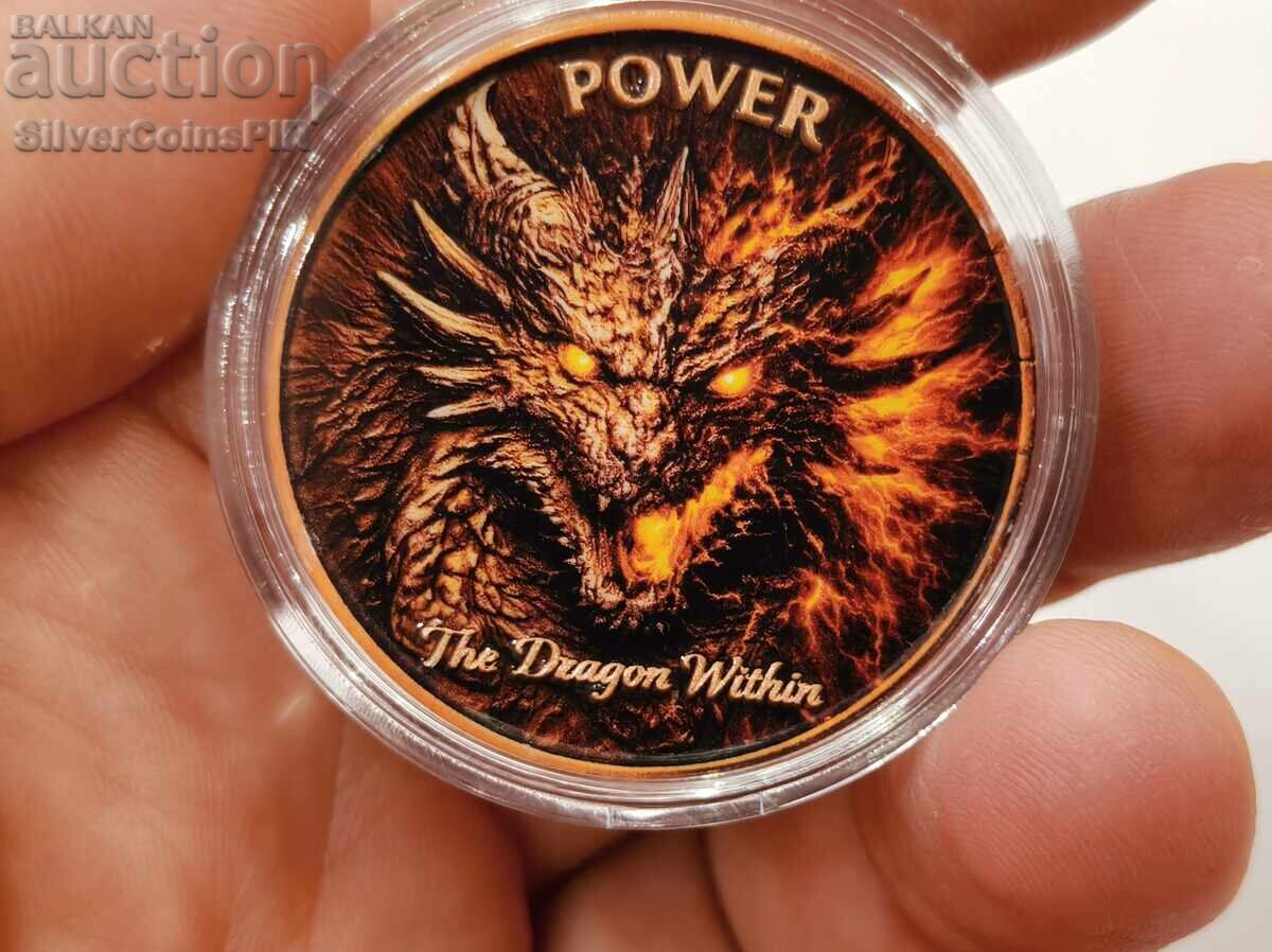 Licitație Cupru 1 oz Dragonul din Noi Putere Rundă Colorată Licitație Cupru 1 oz Dragonul din Noi Putere Rundă Colorată