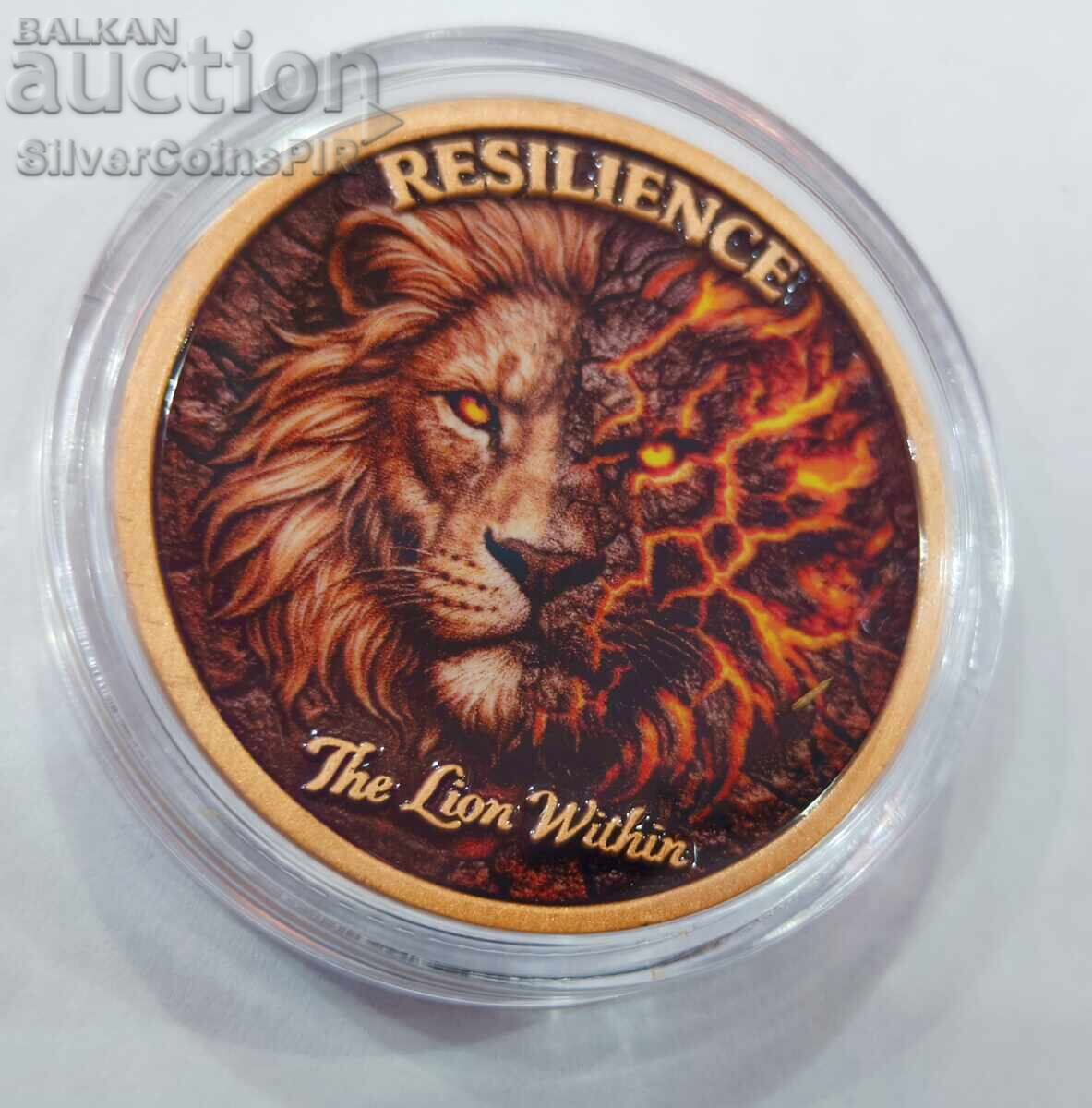 Monedă de cupru 1 oz The Lion in Us Resilience colorată cu preț € 0.01 | 0.02 BGN Monedă de cupru 1 oz The Lion in Us Resilience colorată cu preț € 0.01 | 0.02 BGN