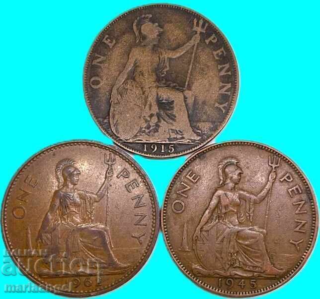 Παράδοση 3 x 1 Πέννα 1915, 1945, 1962 Γεώργιος V, Γεώργιος VI, Ελισάβετ ΙΙ Παράδοση 3 x 1 Πέννα 1915, 1945, 1962 Γεώργιος V, Γεώργιος VI, Ελισάβετ ΙΙ