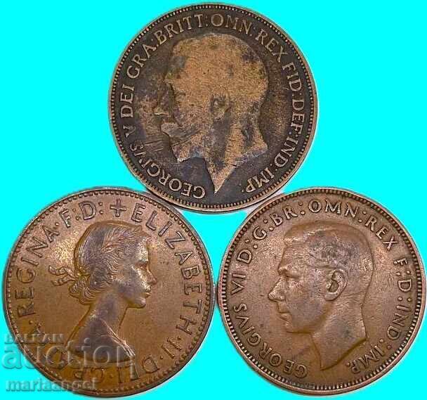 3 x 1 Πέννα 1915, 1945, 1962 Γεώργιος V, Γεώργιος VI, Ελισάβετ ΙΙ - 5 3 x 1 Πέννα 1915, 1945, 1962 Γεώργιος V, Γεώργιος VI, Ελισάβετ ΙΙ - 5