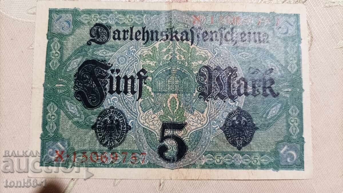 Germany 5 Marks 1917 (1) EF with price € 3.00 | 5.87 BGN Germany 5 Marks 1917 (1) EF with price € 3.00 | 5.87 BGN