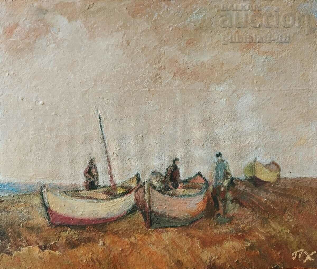 Картина, "Крайбрежие", П. Хараламбиев, 1981 г. Картина, "Крайбрежие", П. Хараламбиев, 1981 г.