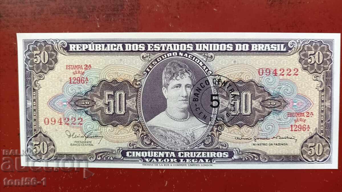 Brazilia 5 centavos pe 50 cruzeiros 1966-67 UNC