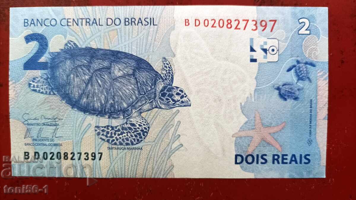 Бразилия 2 реала 2010г UNC