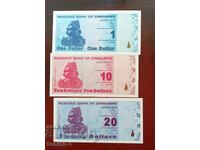 Ζιμπάμπουε παρτίδα 3 τραπεζογραμματίων 2009 UNC