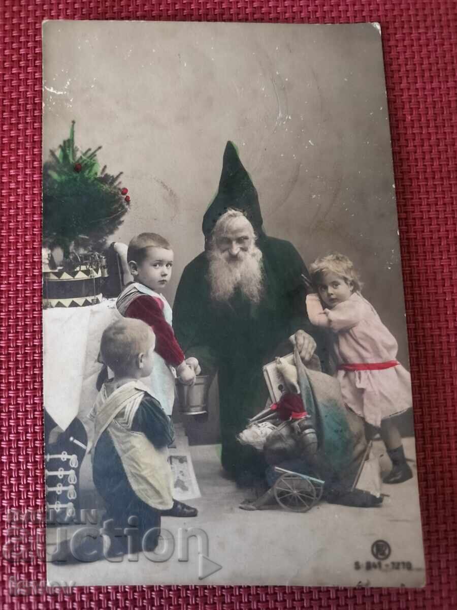 Licitație Veche felicitare de Crăciun cu Moș Crăciun, 1907
