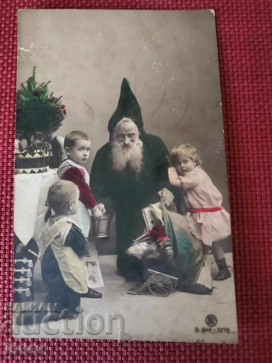 Veche felicitare de Crăciun cu Moș Crăciun, 1907
