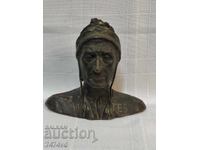Autentic bust vechi din bronz reprezentându-l pe Dante Alighieri