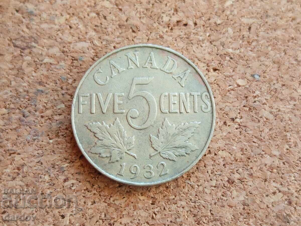 Canada 5 cenți, 1932
