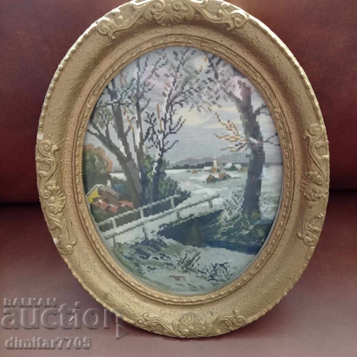 Pictură de tapiserie foto veche într-un cadru