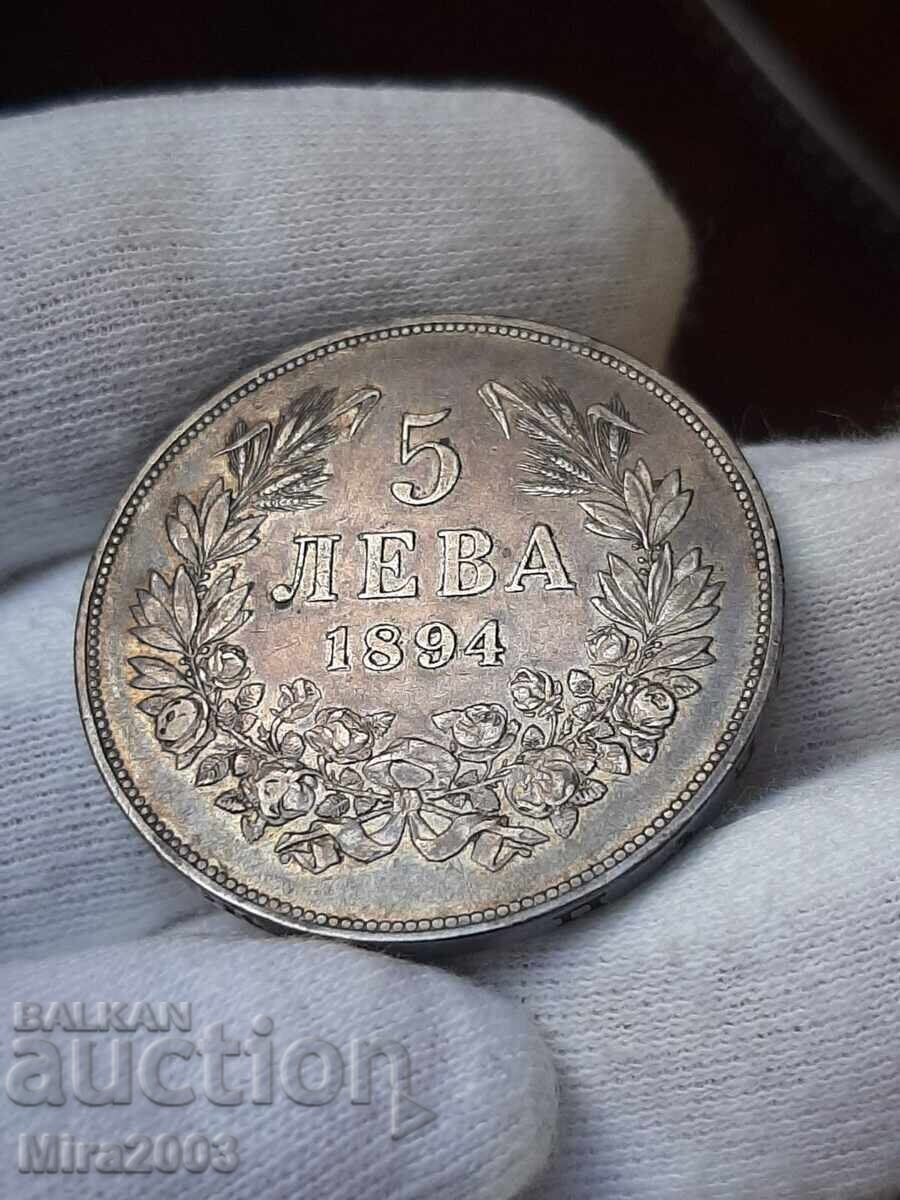 5 leva 1894 MONEDĂ DE TOP! ! ! - 8