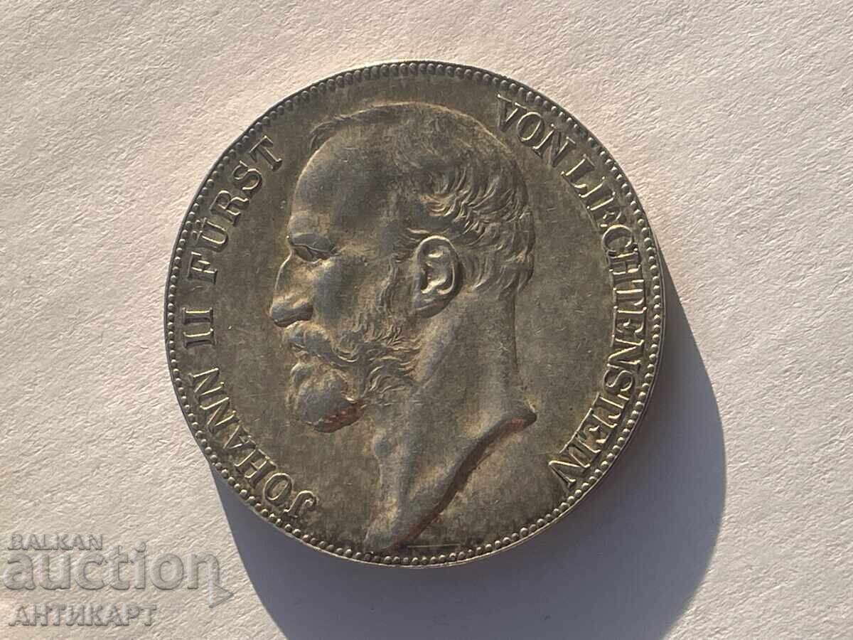 Liechtenstein 5 Kronen 1904 Johann silver RARE excellent original - 5
