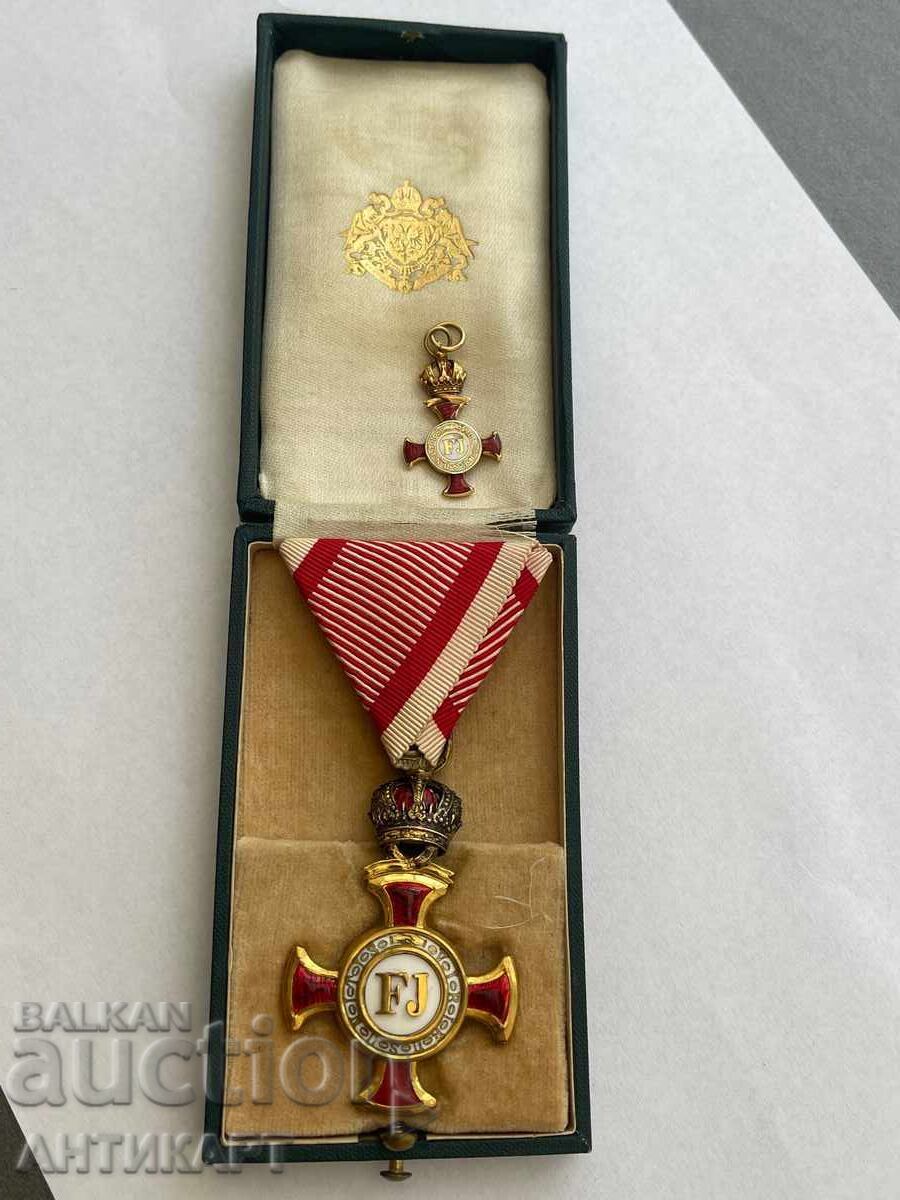 Austria Franz Josef merit cross 1849 order with box and miniature