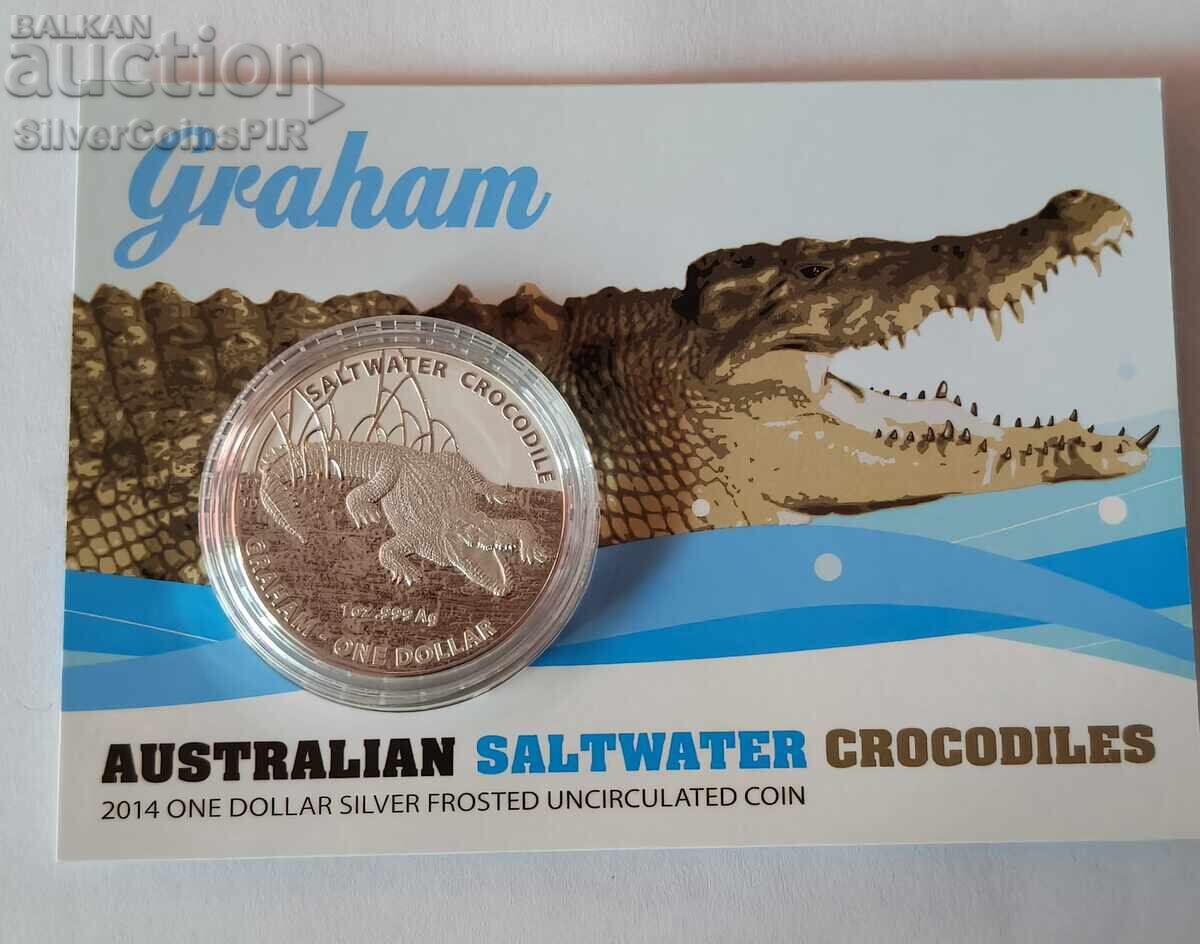 Ασήμι 1 Oz Αλμυρού Νερού Κροκόδειλος 2014 Αυστραλία με τιμή € 0.01 | 0.02 BGN