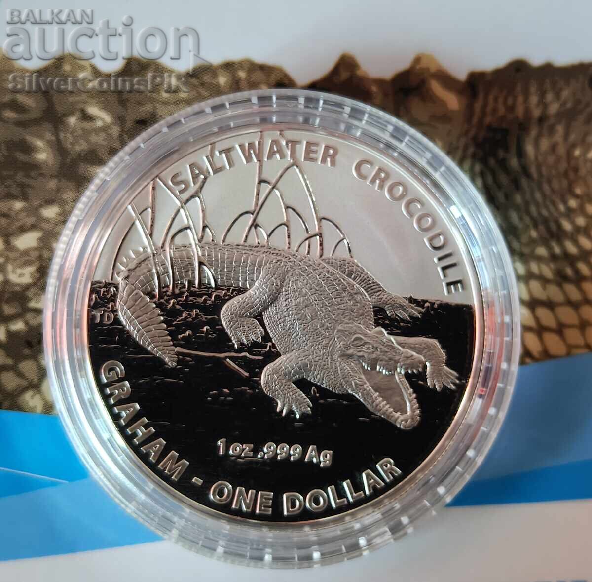 Ασήμι 1 Oz Αλμυρού Νερού Κροκόδειλος 2014 Αυστραλία