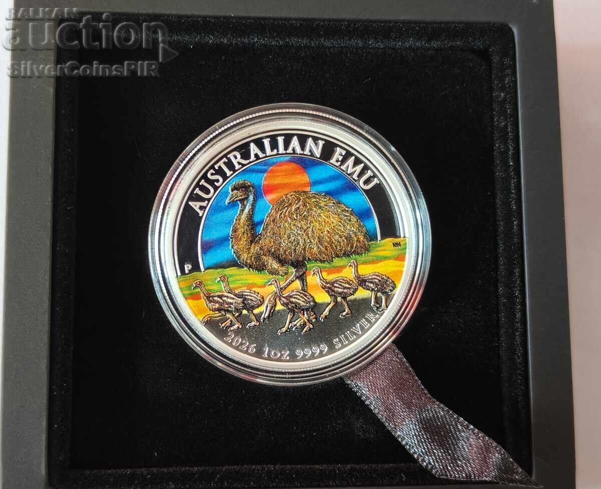 Silver 1 Oz Emu Colored 2026 Australia