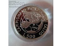 Argint 500 Lire Cupa Mondială de Fotbal 1990 Italia