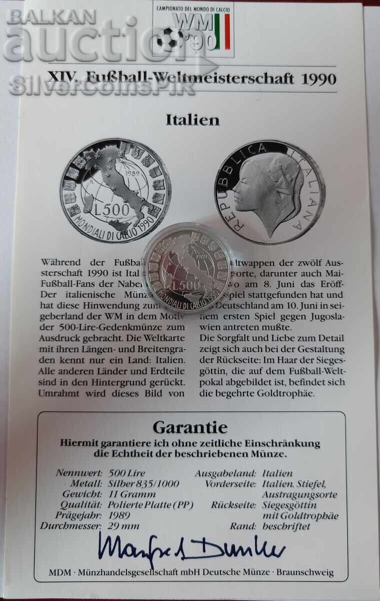 Argint 500 Lire Cupa Mondială de Fotbal 1990 Italia cu preț € 0.01 | 0.02 BGN