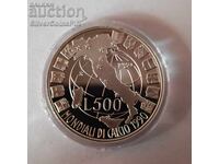 Argint 500 Lire Cupa Mondială de Fotbal 1990 Italia