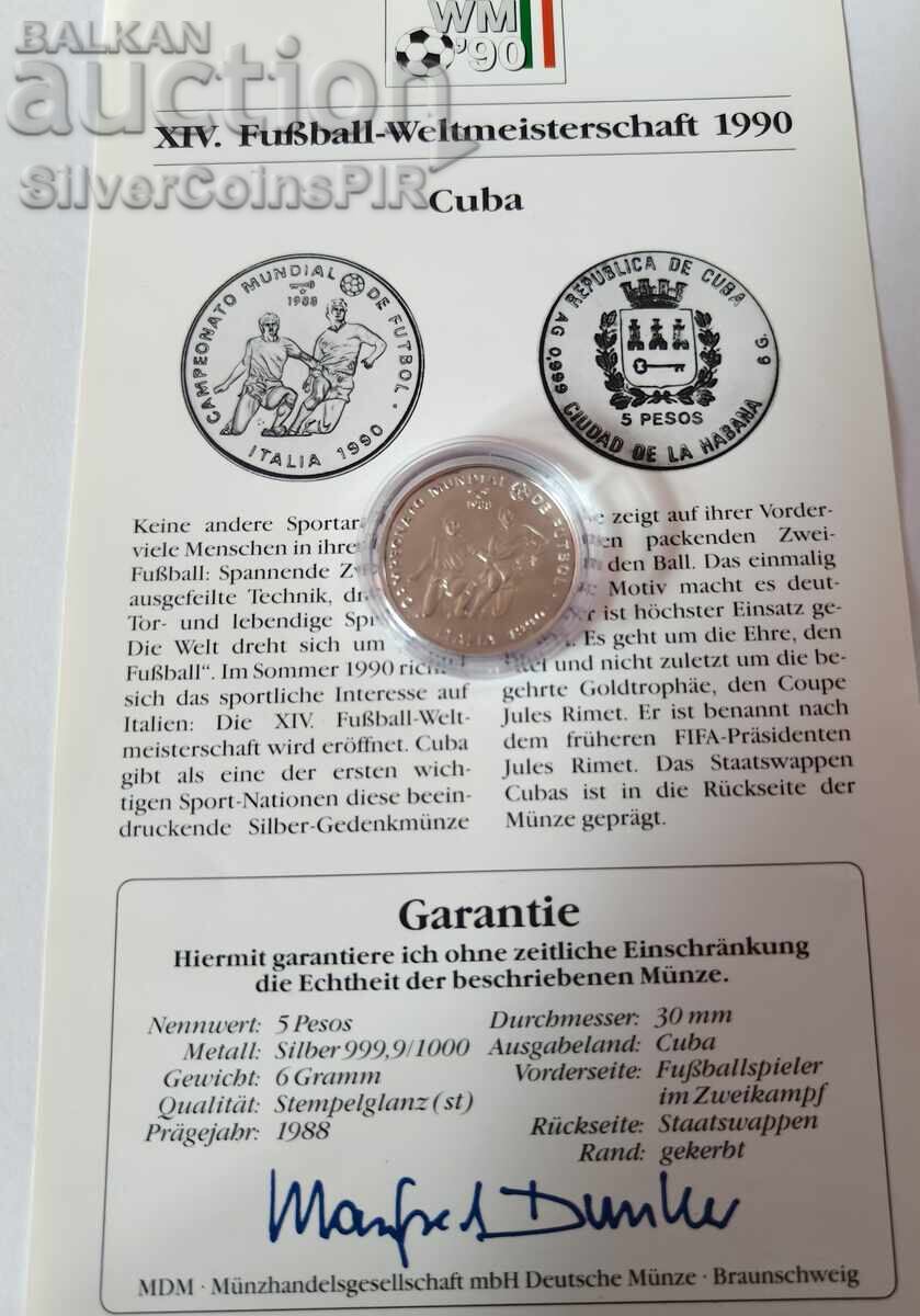 Сребро 5 Песо Световно по Футбол 1988 Куба с цена € 0.01 | 0.02 лв. Сребро 5 Песо Световно по Футбол 1988 Куба с цена € 0.01 | 0.02 лв.