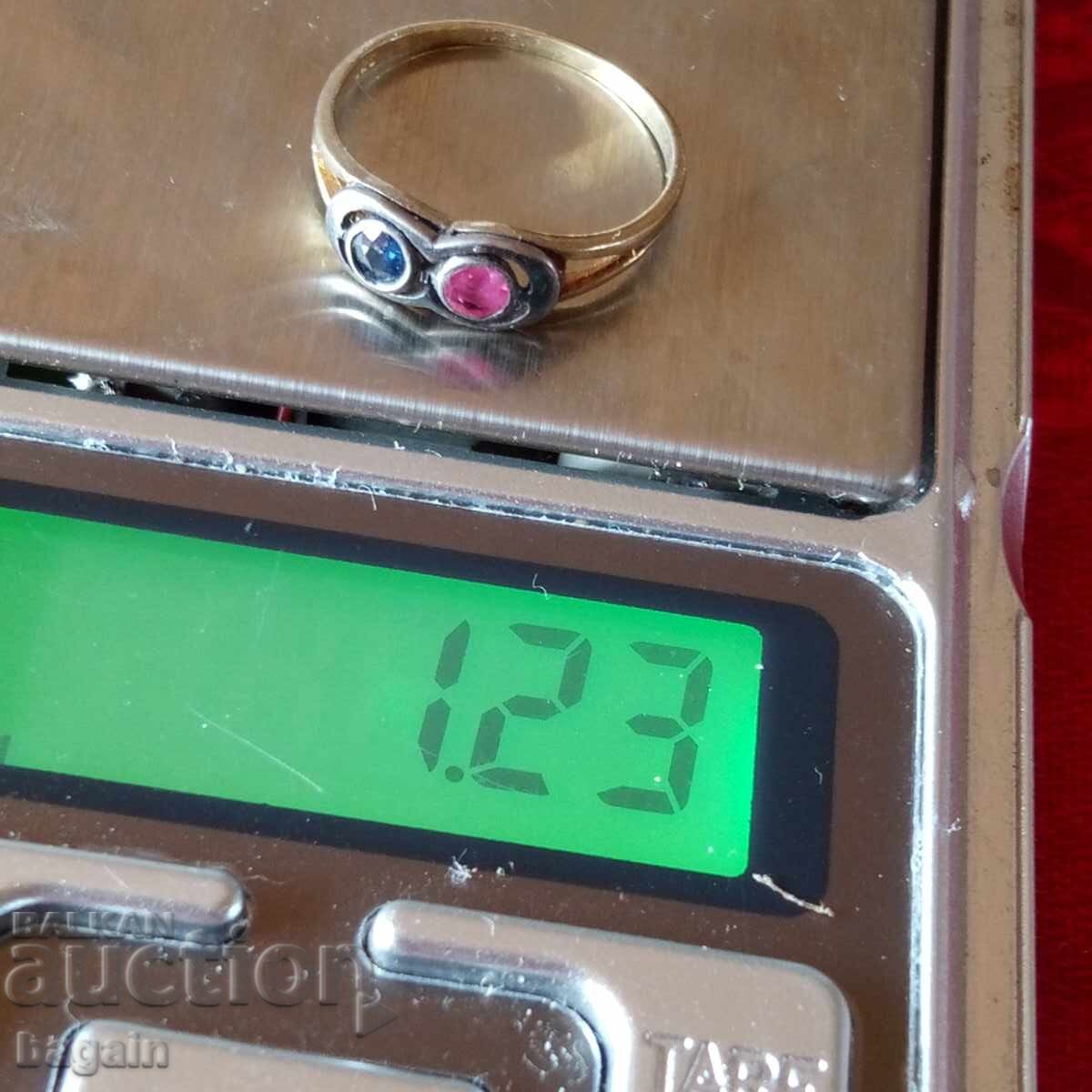 Ασημένιο δαχτυλίδι με ζαφείρι, ρουμπίνι και επιχρύσωση με τιμή € 30.00 | 58.68 BGN Ασημένιο δαχτυλίδι με ζαφείρι, ρουμπίνι και επιχρύσωση με τιμή € 30.00 | 58.68 BGN