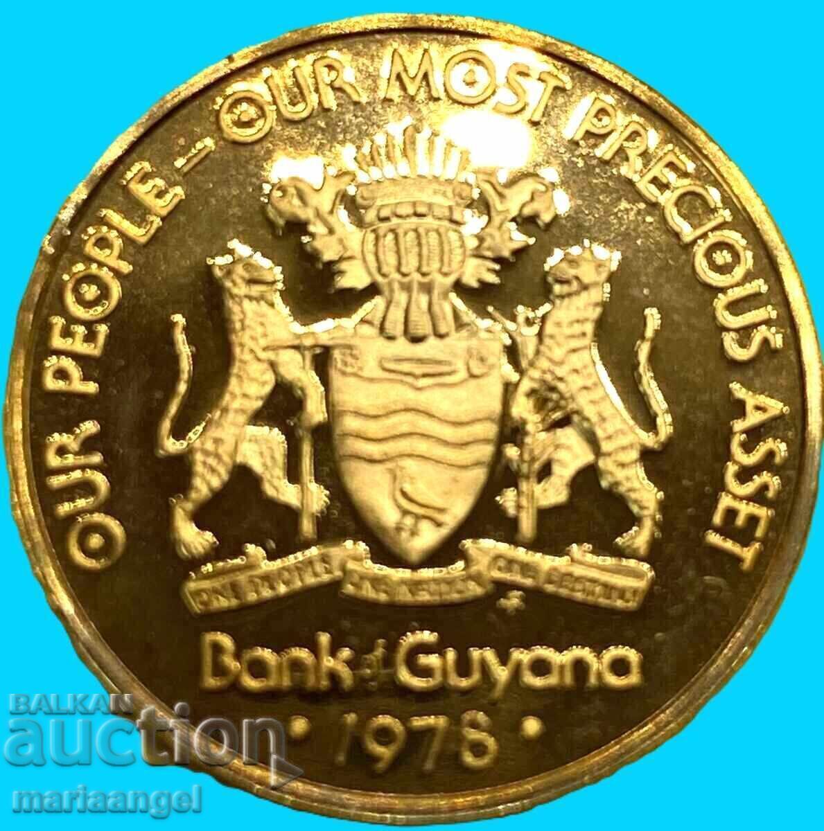 Guyana 1978 5 Cenți UNC PROOF alamă - 6 Guyana 1978 5 Cenți UNC PROOF alamă - 6