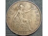 Great Britain England King George V 1 Penny 1931
