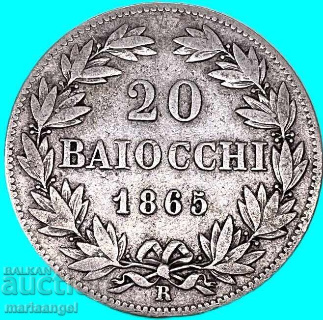 Vatican 20 baiocchi 1865 argint - 5