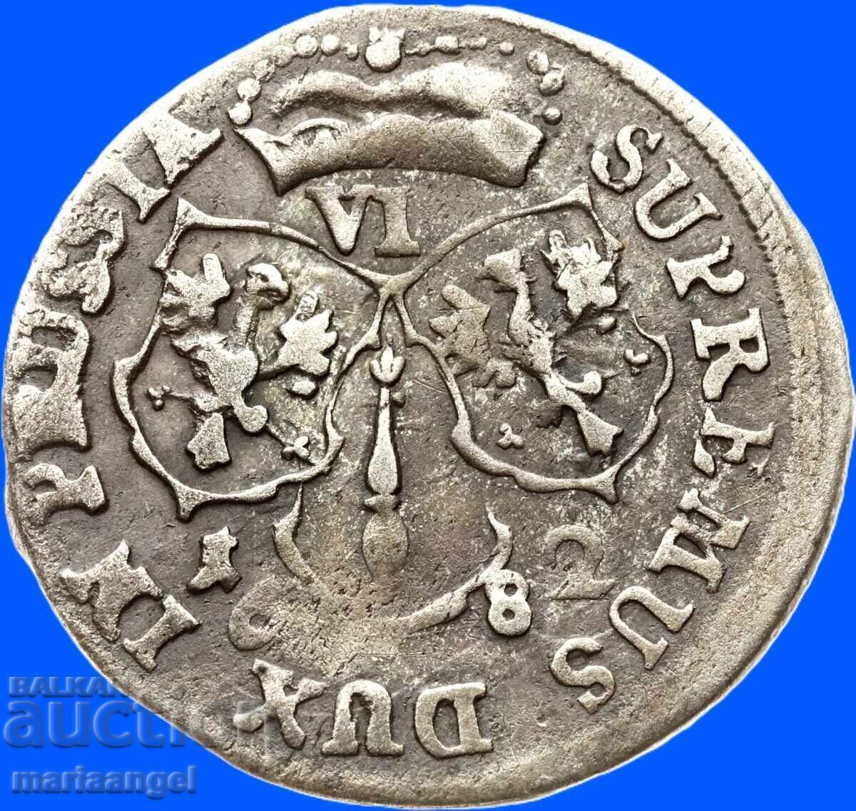 6 гроша 1682 Германия Прусия Кенигсберг сребро - 6