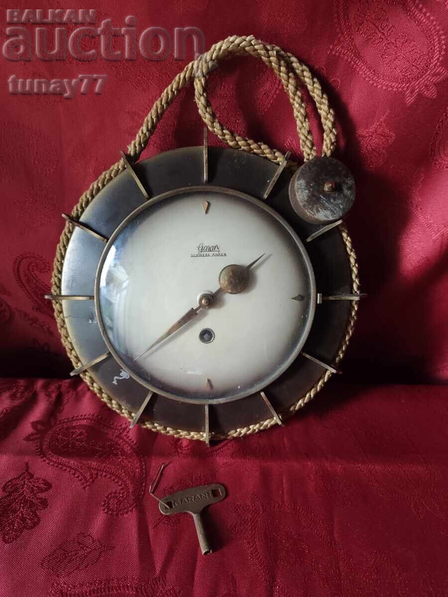 Vintage wall clock (type "Kordeluhr" – rope clock)