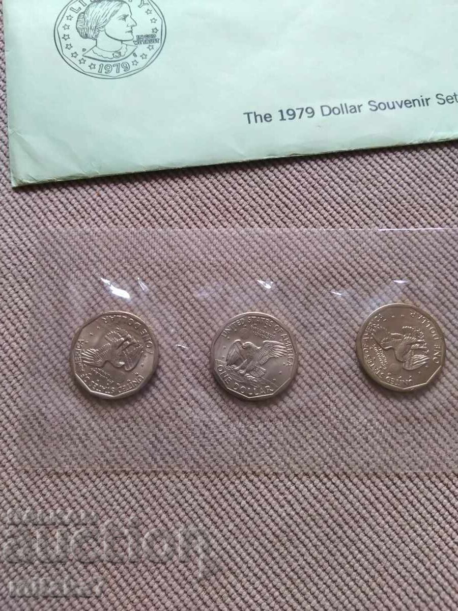Сет 1 долар 1979 година, S,P,D, САЩ - 5 Сет 1 долар 1979 година, S,P,D, САЩ - 5