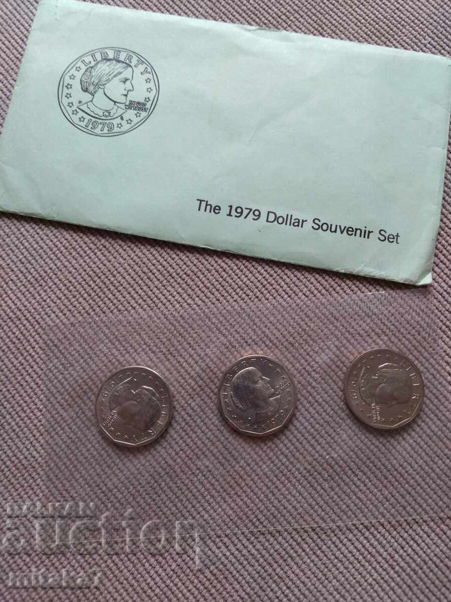 Сет 1 долар 1979 година, S,P,D, САЩ Сет 1 долар 1979 година, S,P,D, САЩ