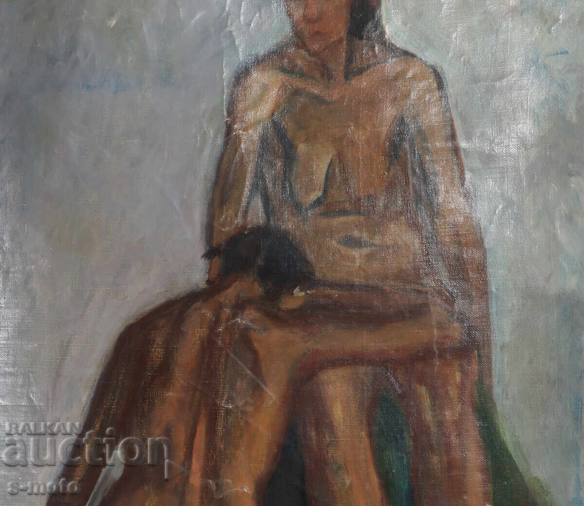 Auction  Old oil painting nude bodies