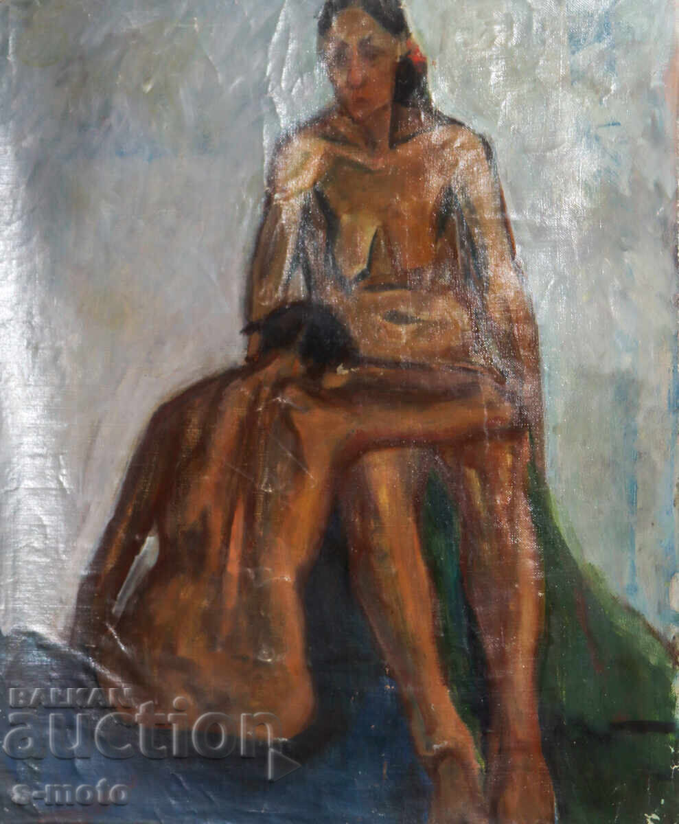 Old oil painting nude bodies