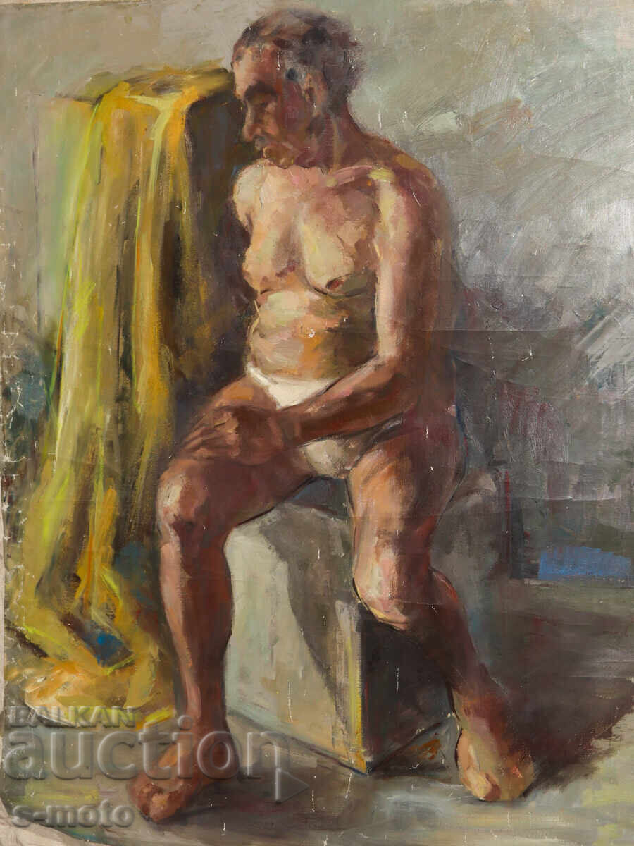 Auction  Old oil painting nude body