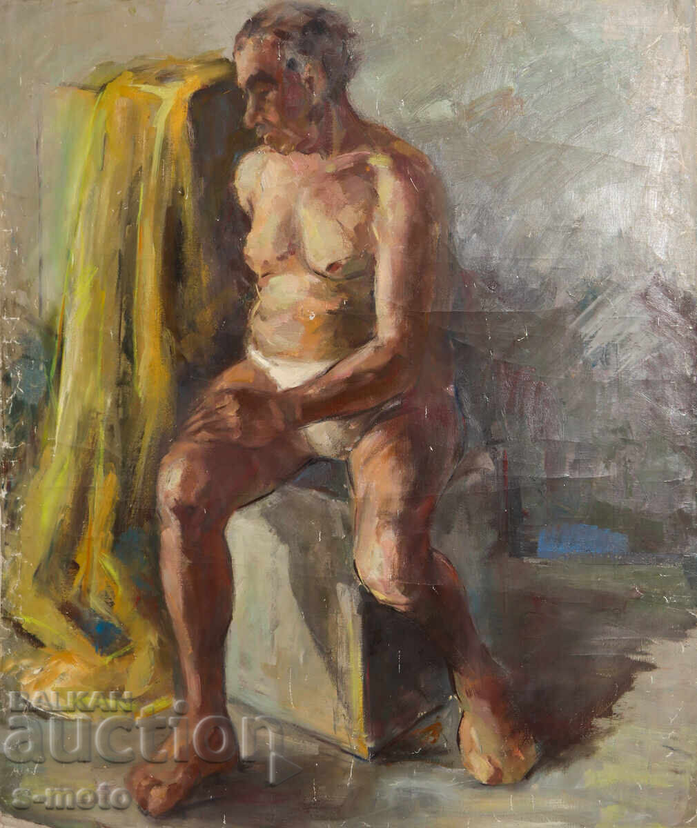 Old oil painting nude body