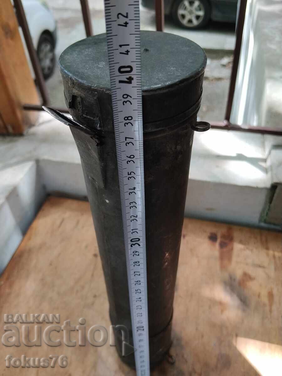 Vintage military tube, metal case for documents, plans, maps - 7