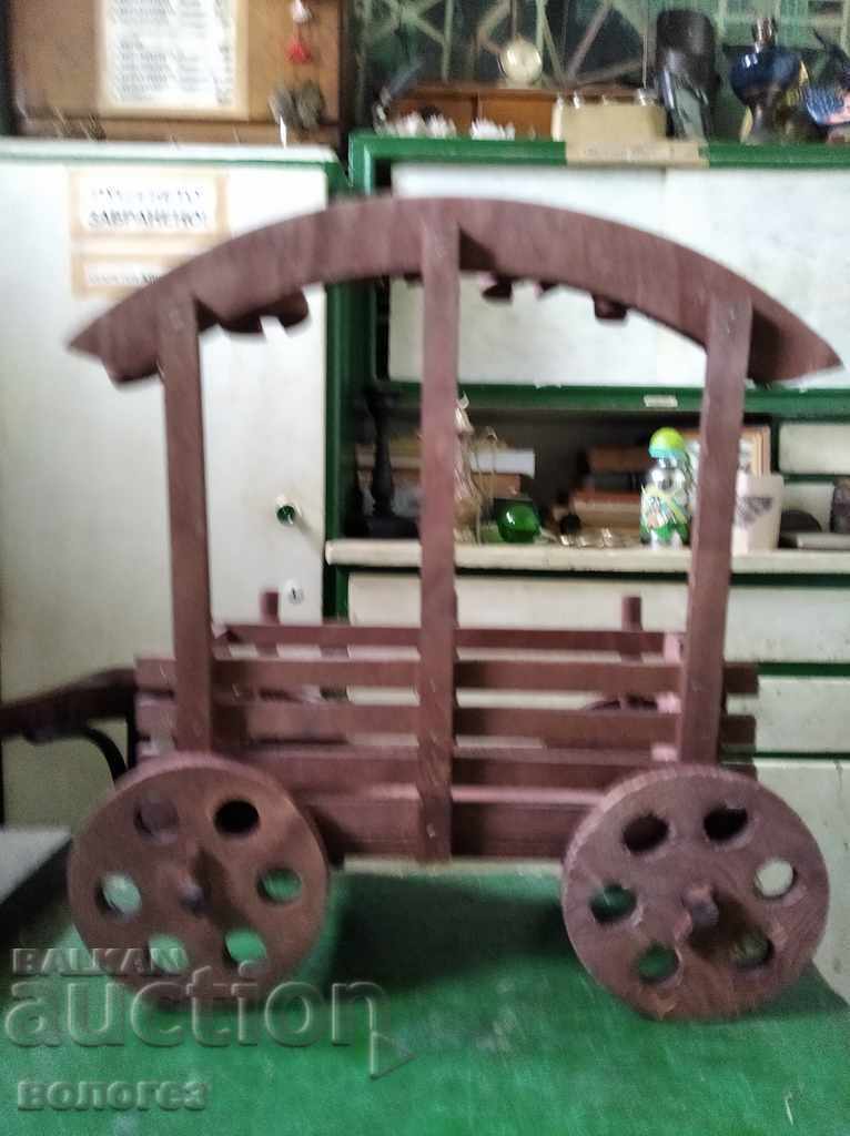 Auction Wooden cart - wine rack Auction Wooden cart - wine rack