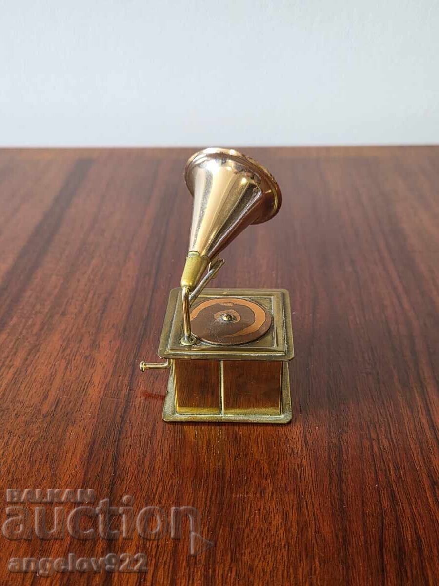 Παράδοση Αγγλικό μεταλλικό μικροσκοπικό γραμμόφωνο!!!