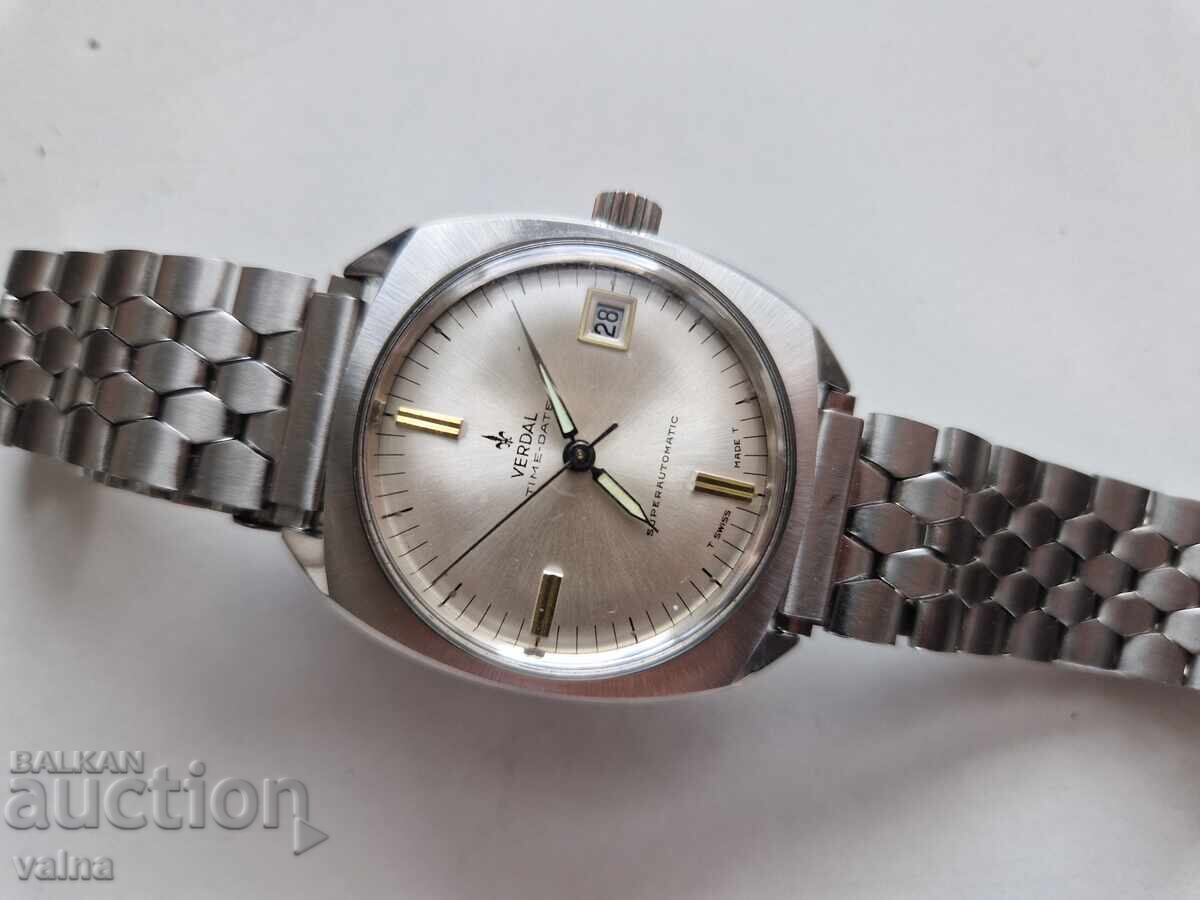 VERDAL Time-Date, 25 rubine, super-automatic, ELVEȚIAN, NOS TOP