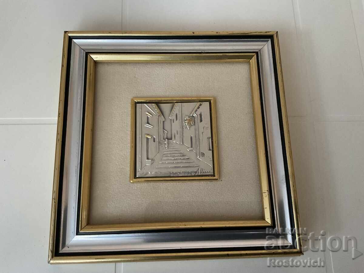 Рядкост: Барелеф върху сребърна плоча 925, Alliani, Италия.