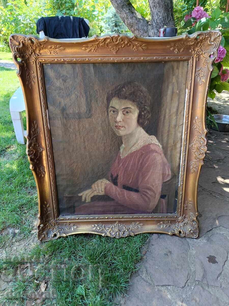 Старинна немска картина масло на платно  (около 1920 г.)