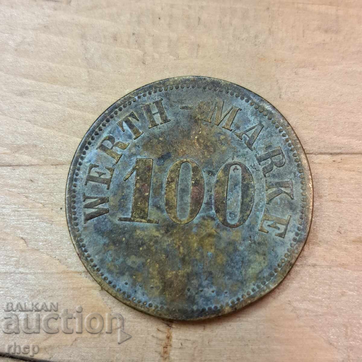 Large old token 100 Werth-Marke