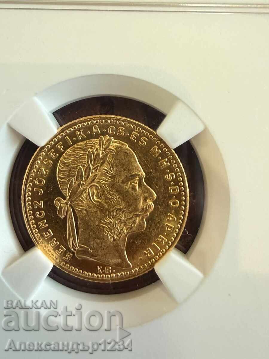 Livrarea 20 franci 8 forinți Ungaria 1883 MS61 (PL) NGC
