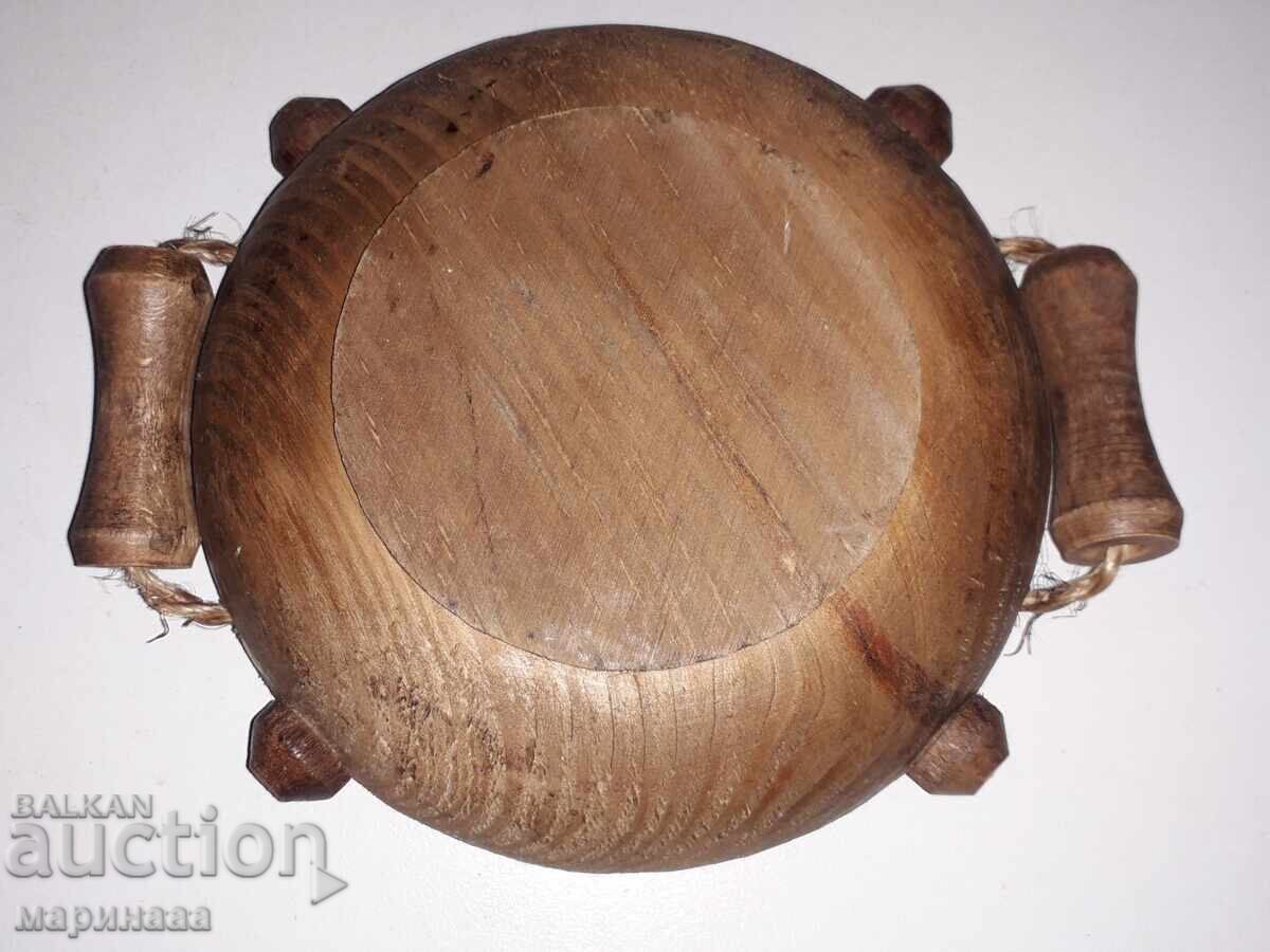 PAINTED BOWL WITH HANDLES. WOOD - 5