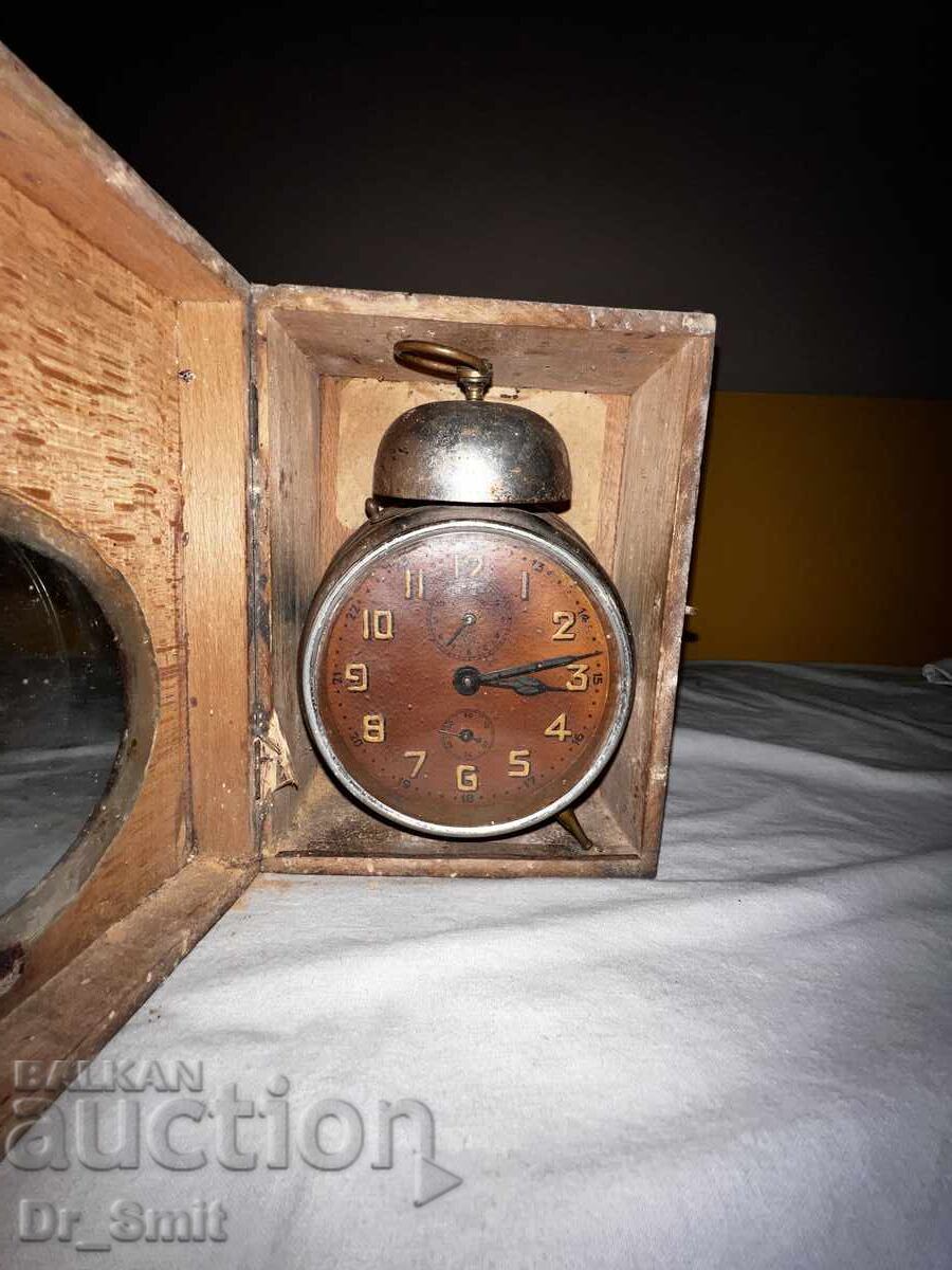 Δημοπρασία Αντίκες γερμανικό μηχανικό ξυπνητήρι Junghans Silberglocke