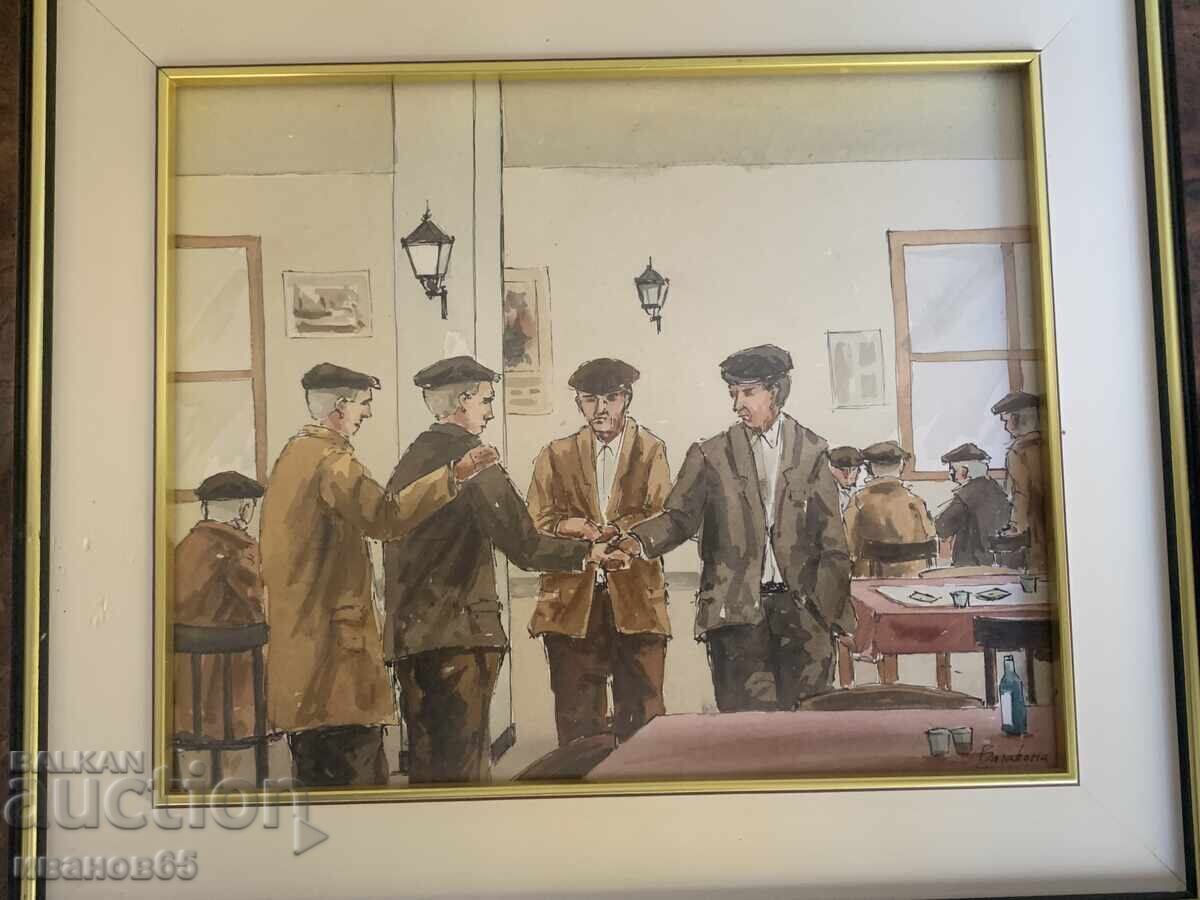 Tablou întâlnire între prieteni la tavernă 2 cu preț € 30.00 | 58.68 BGN