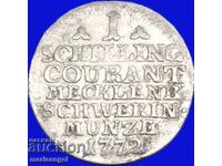 Германия Мекленбург-Шверин 1 Шилинг 1772 сребро - рядък